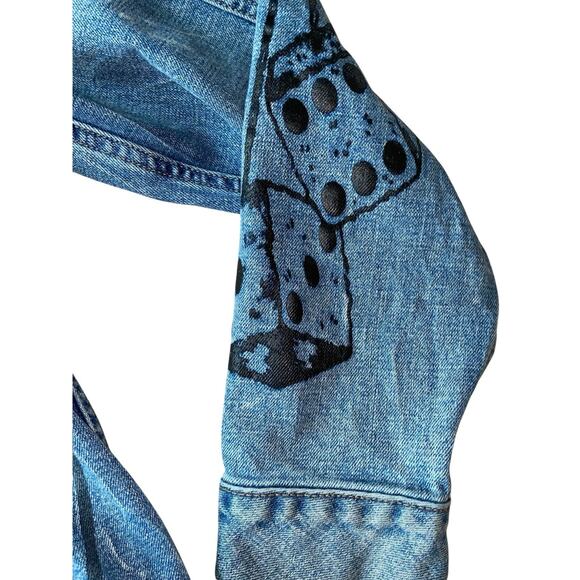 VTG AKOO Redline 2 Piece Denim Set Button Up Jean Jacket & Pants SZ M TOP 36X32 - Picture 10 of 16